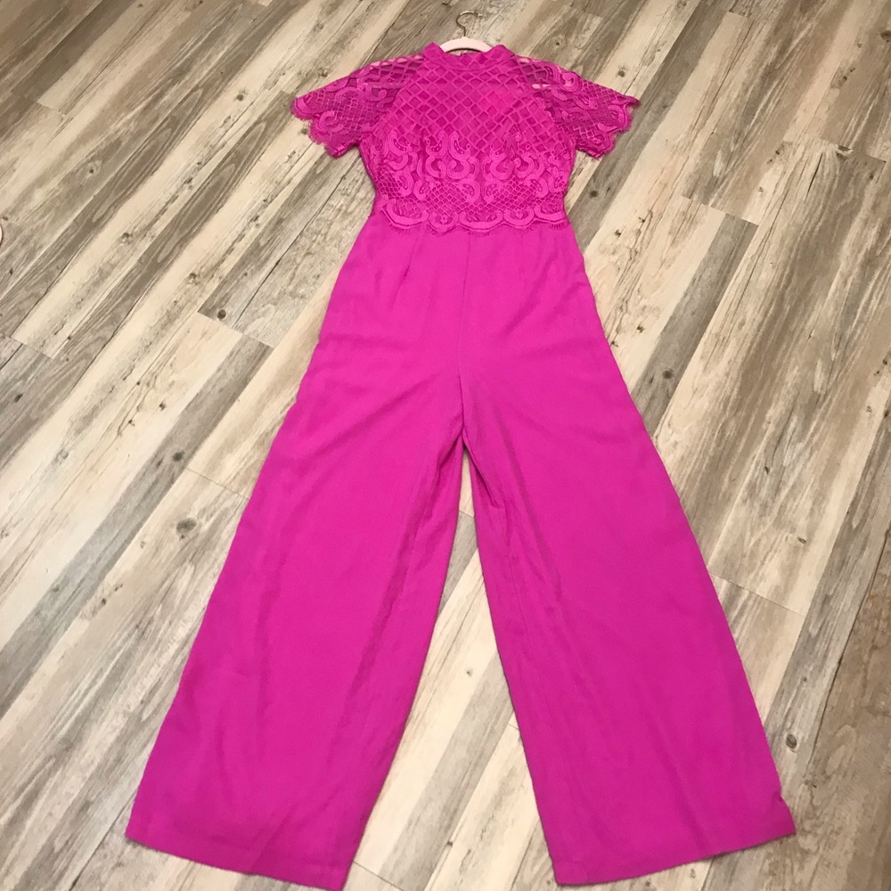 NWT Fuchsia Lace top Jumpsuit sz small